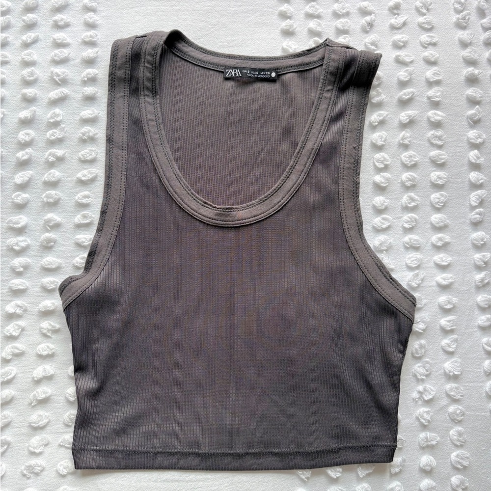 Zara Gray Tank Crop Top • Size Small